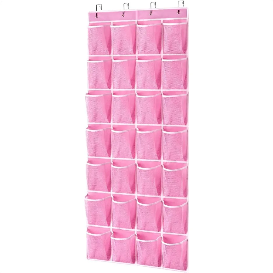 

28 Pockets Hanging Shoe Organizer Over the Door Shoe Organizer Hanging Door Shoe Holder Rack with Mesh Pockets Large Size 65 x