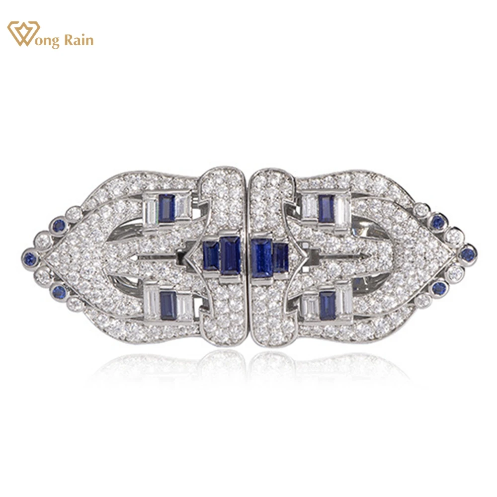 

Wong Rain Vintage Elegant 925 Sterling Sliver Sapphire High Carbon Diamond Gemstone Brooch Brooches Jewelry Anniversary Gifts