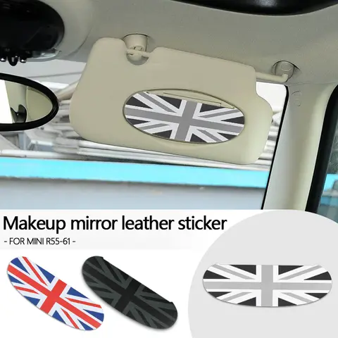 Deri Araba Güneşlik makyaj aynası Arka Etiket Mini Cooper için R55 R56 R57 R58 R59 R60 R61 Çıkartmaları Araba İç Aksesuarları