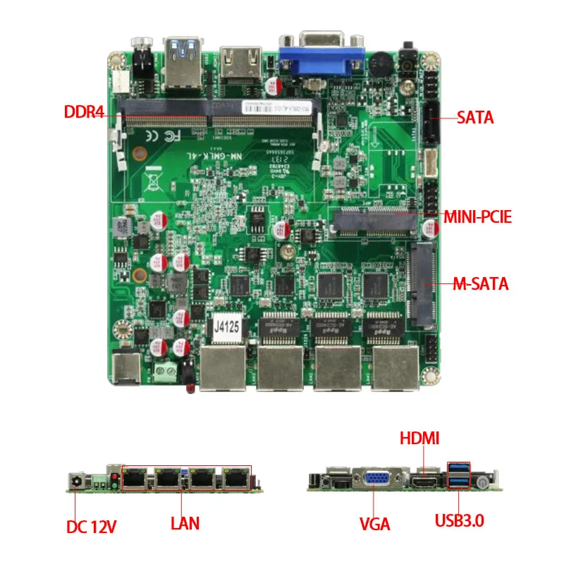 Cy Young 9 جيل J4125 g-kong اللوحة الأم Gemini Lake2.5 G نانو جزءا لا يتجزأ من x86 اللوحة الأم ddr4 أربعة شبكة