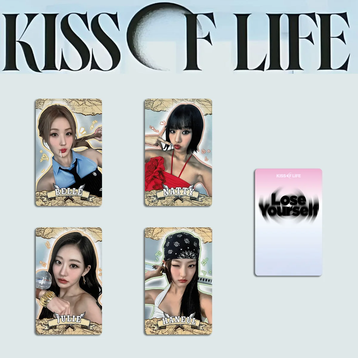 4Pcs/Set KISS OF LIFE Idol Girl New Lose Yourself Series Lomo Cards HANEUL BELLE NATTY JULIE HD Printd Photocards Fans Gifts