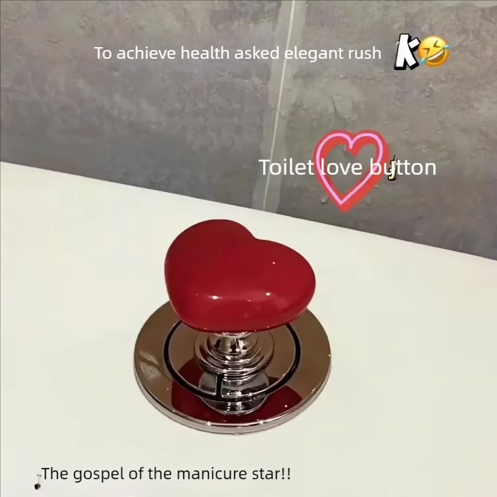 Toilet pressure button, heart-shaped handle, long manicure-specific pressing device, toilet flush switch