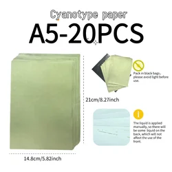 A5 Sun Print Paper Refill 5/10/20 Sheets Cyanotype Paper Sun/Solar Activated for DIY Projects Art Drawing Paper