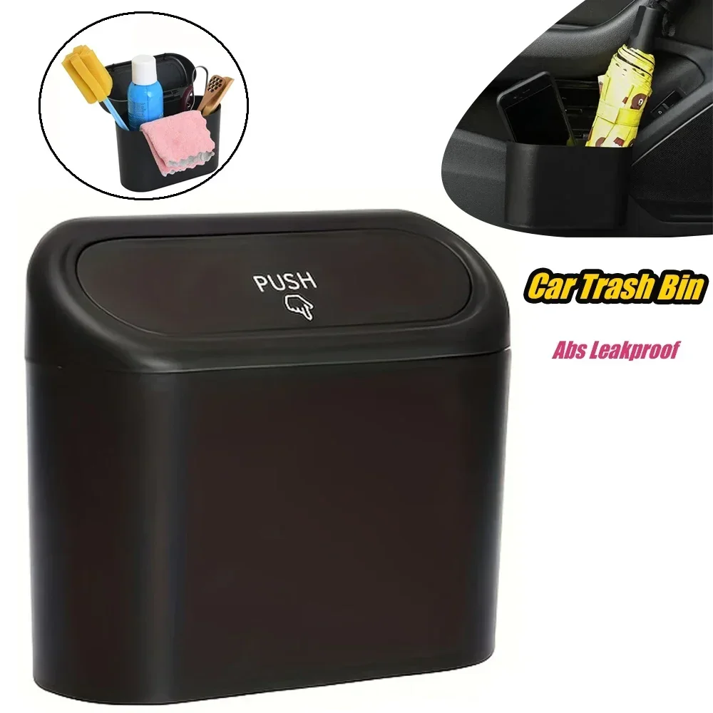 Universal Car Trash Bin 1.5L Hanging Vehicle Garbage Can with lid automatically bounce convenient save trouble Accessories