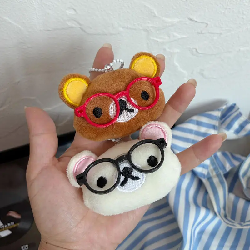 Japanese Style Rilakkuma Series Plush Keychain Glasses Bear Plush Toy Car Key Backpack Decoration Anime Peripherals Friend Gift - view 5