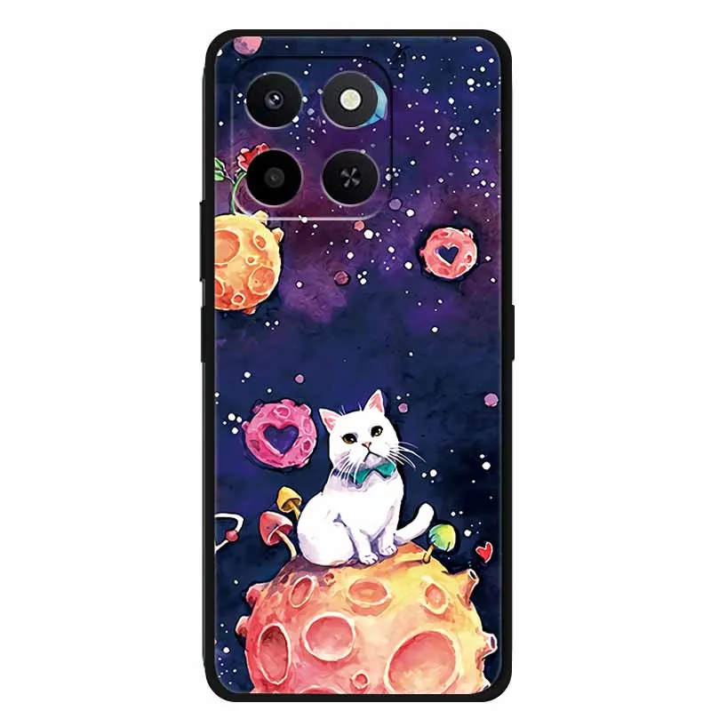 حافظة مزخرفة ثلاثية الأبعاد لهاتف Honor Play 10T 400 Smart 4G 5G غطاء خلفي على شكل زهرة الإغاثة حافظة ناعمة من السيليكون الأسود لهاتف Honor X7d 4G 5G Para