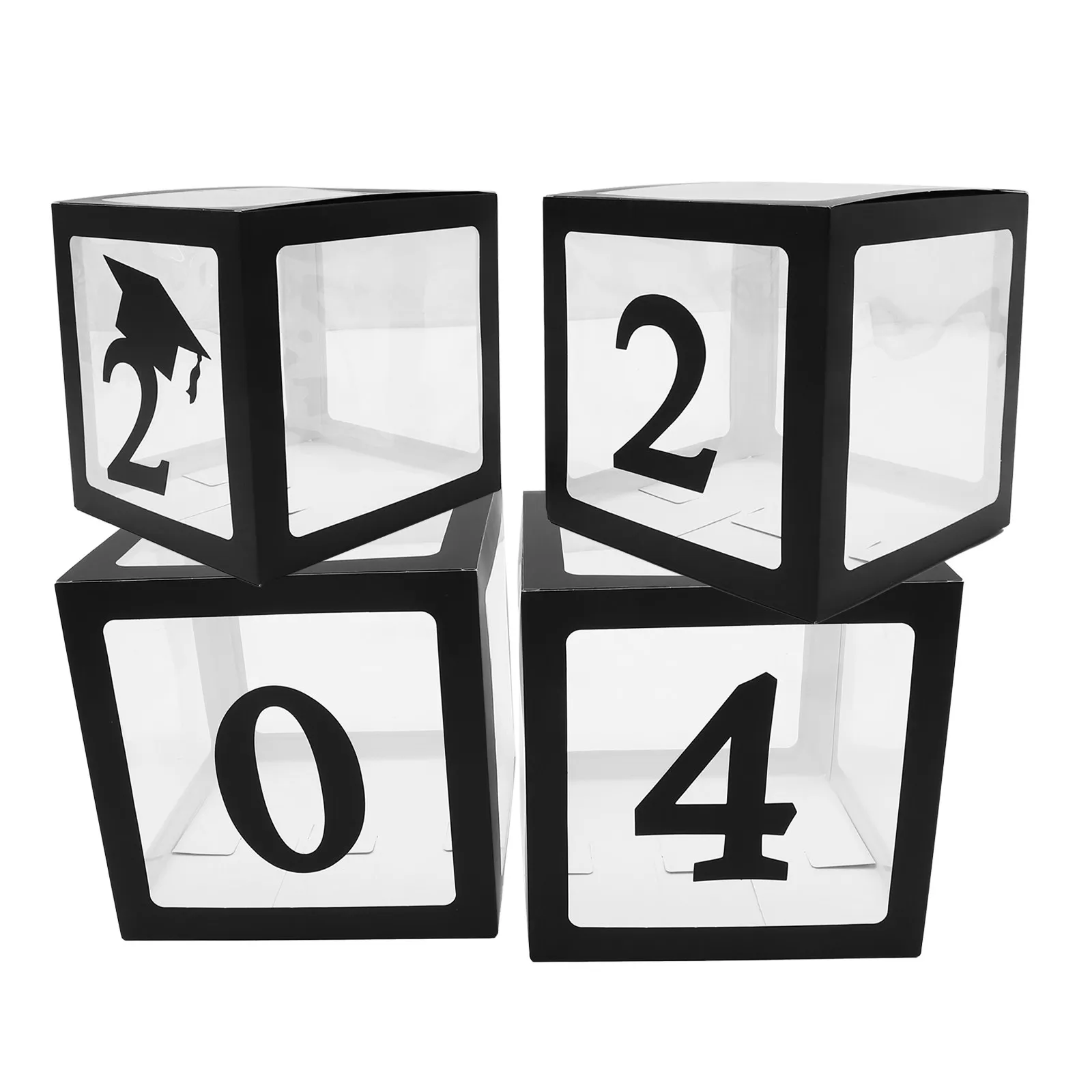 

1Set Graduation Balloon Box Paper PVC Decorative Display Case for Grad Party Photo Prop Balloon Holder Backdrop Decoration