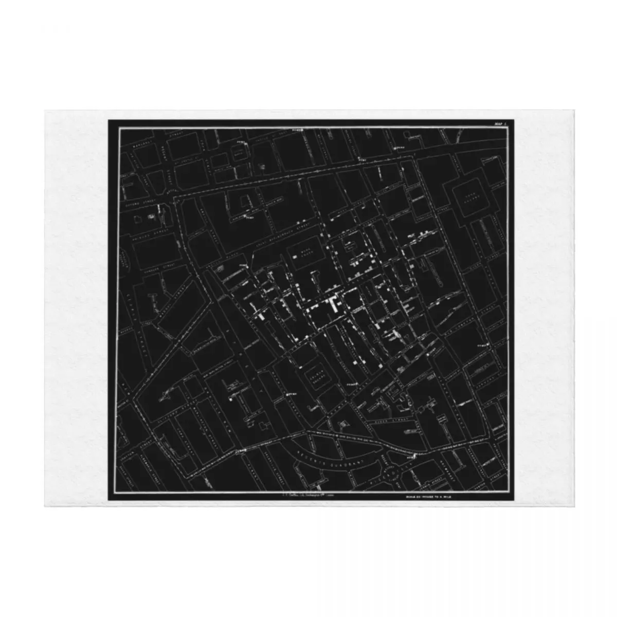 

John Snow's Cholera Map (white-on-black) Throw Blanket Luxury Brand Softest Camping Decorative Sofa Blankets