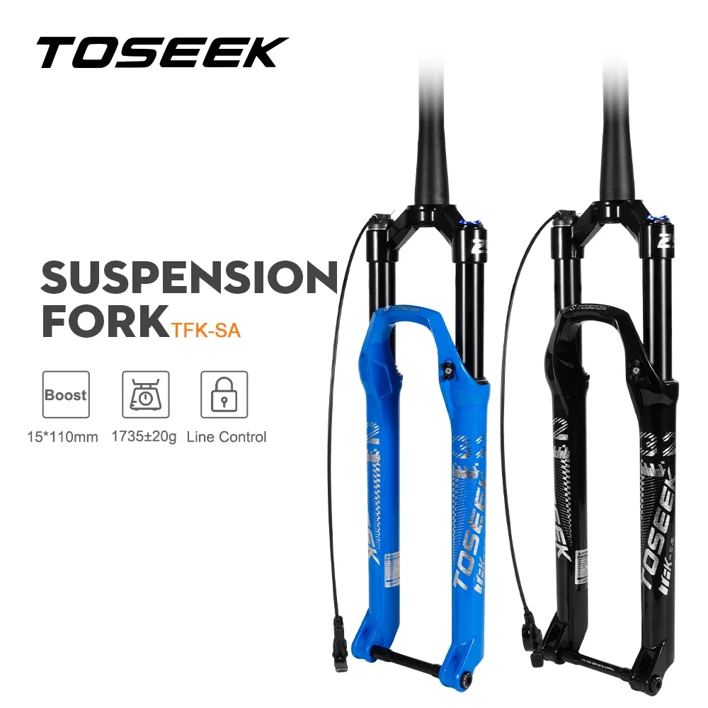 

TOSEEK Thru Axle Magnesium Alloy MTB Bicycle Fork 27.5/ 29 er Inch Line control Mountain Bike 15*110 mm Air Suspension Fork