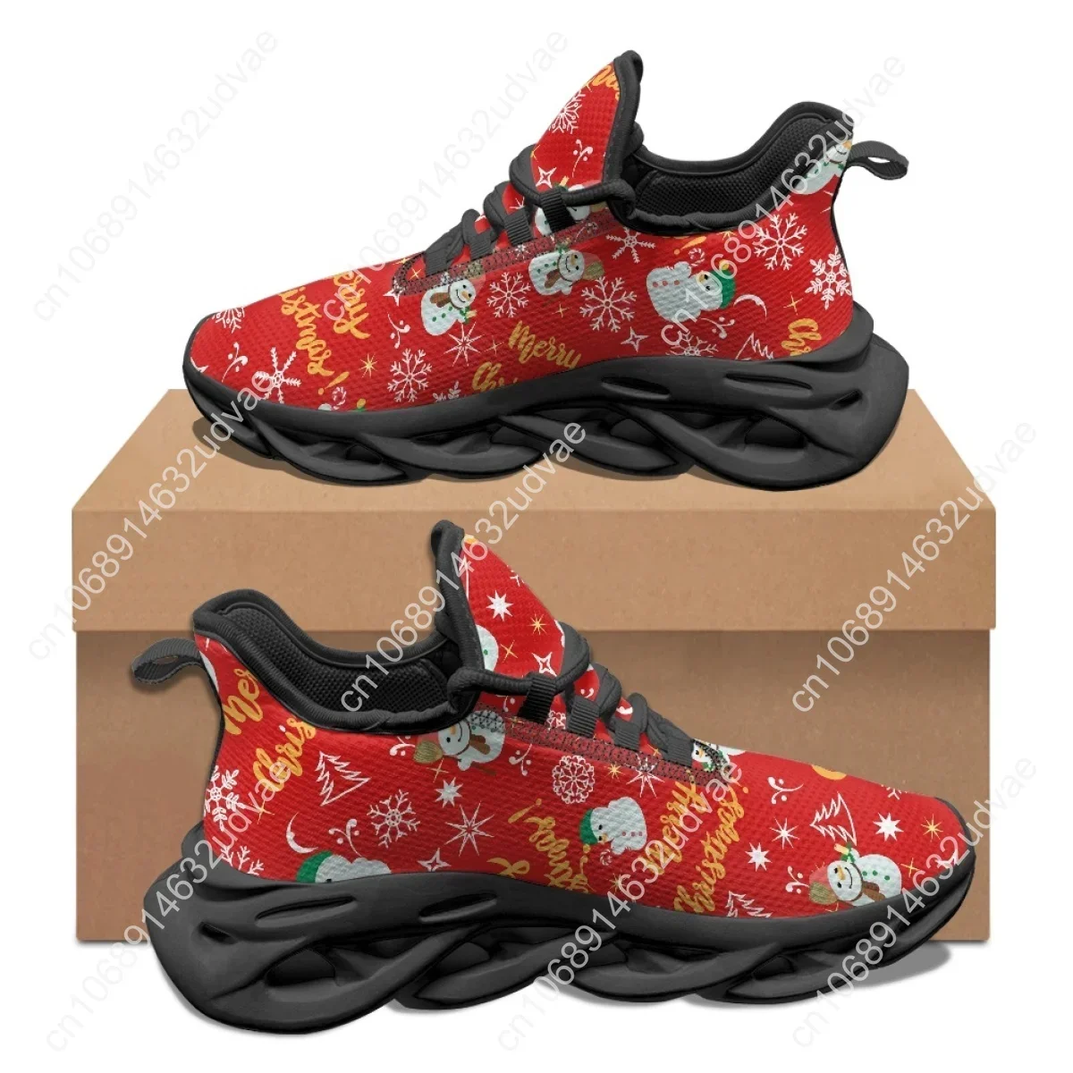Christmas Pattern Sneakers Holiday Print Mens Claasic Sneakers Flats Lace UP Casual Shoes Platform Wear-resistant Footwear 2023