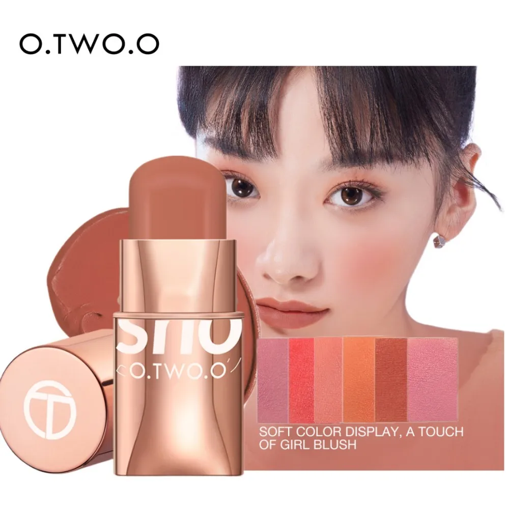 O.TWO.O Multi-use Blush Stick Cream High Pigmented Blusher Waterproof Long Lasting Lip Cheek Eye Makeup Stick 6 Colors