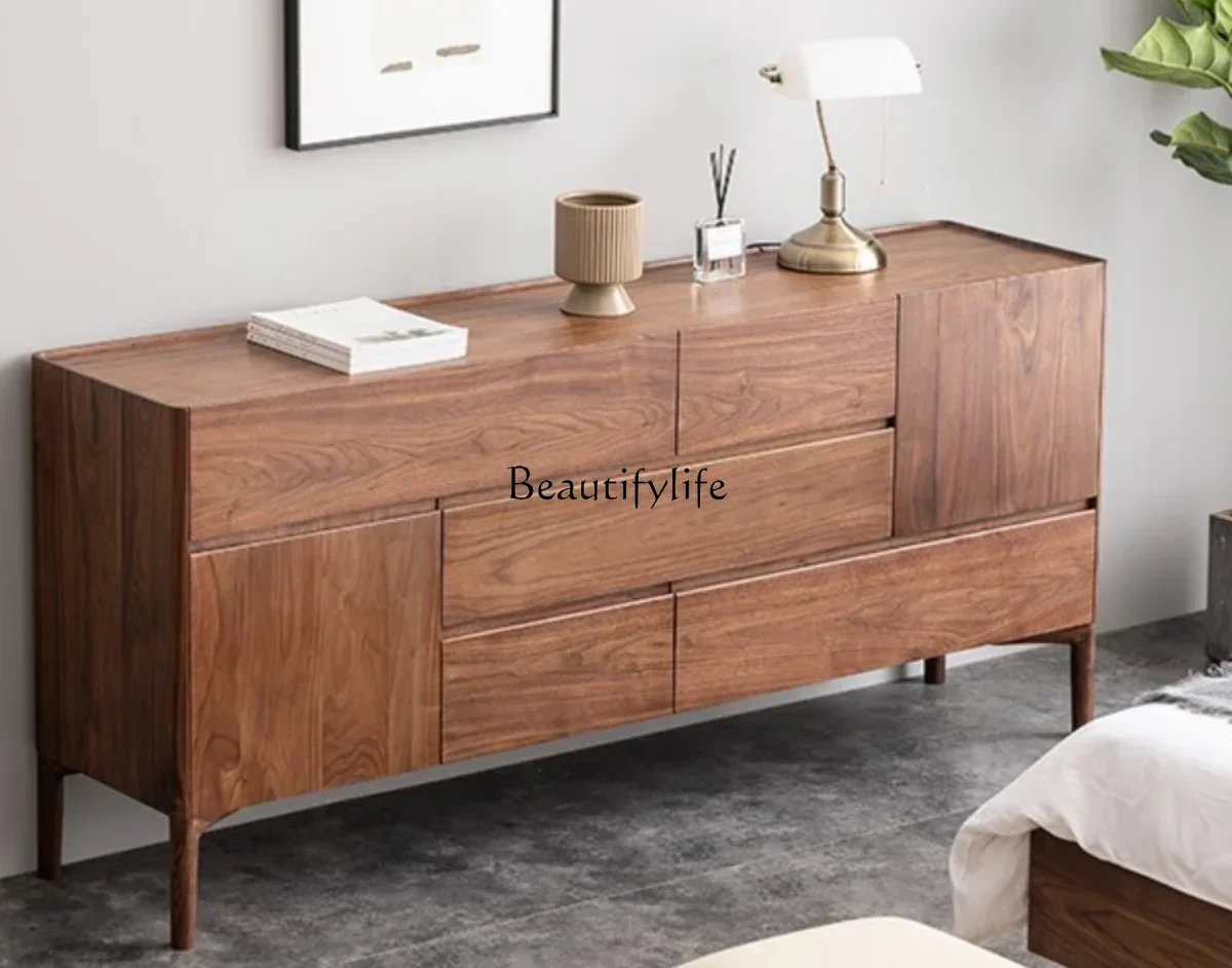 

FG26North American black walnut dining side cabinet Japanese living room light luxury solid wood storage tea cabinet