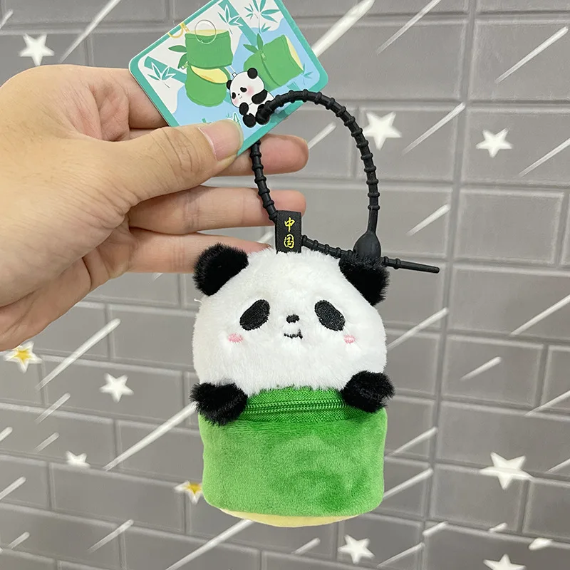 new funny  Cute Panda Plush Zero Wallet Mini Storage Bag Keychain  soft Plush Toy Backpack Pendant Doll