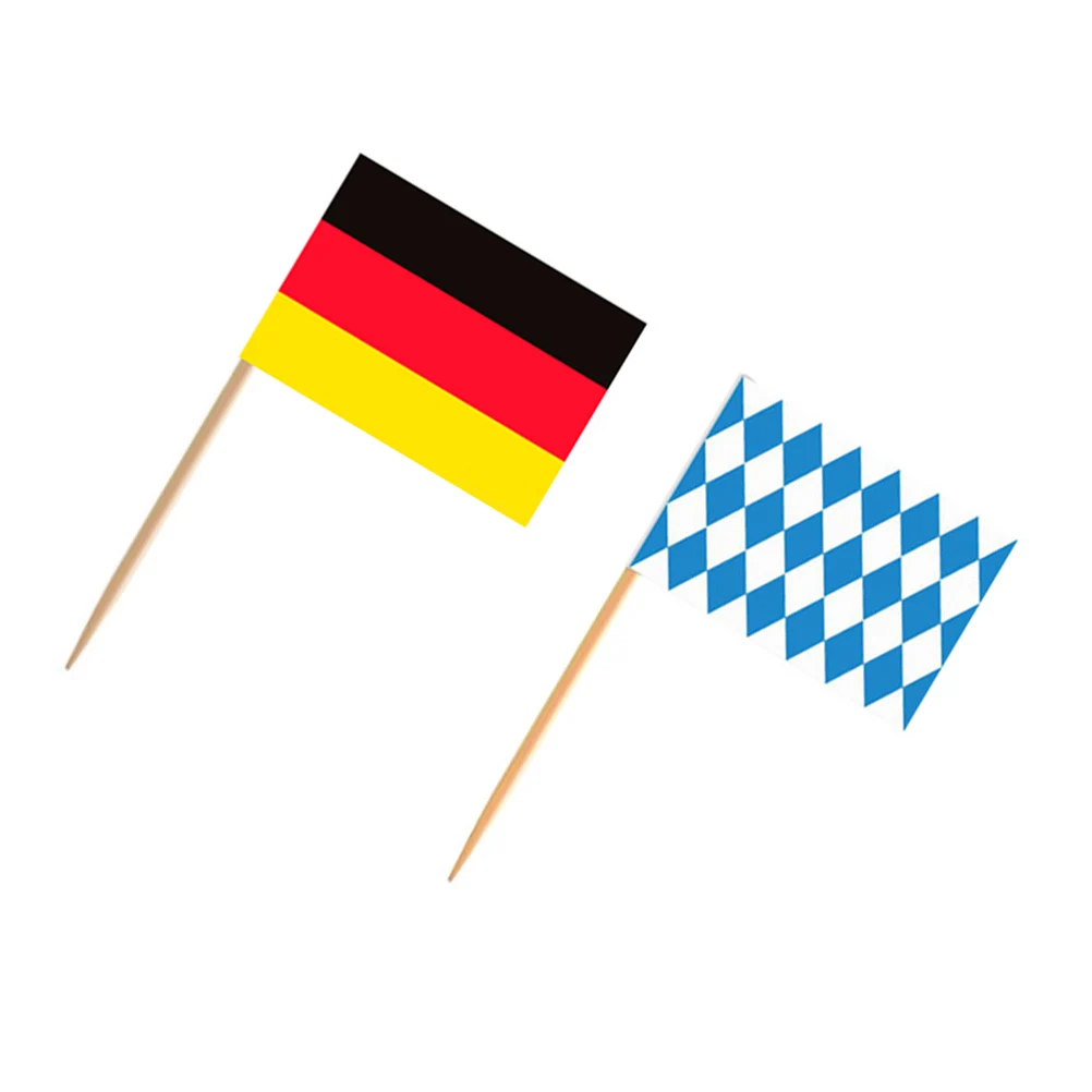 

200 Pcs Blue and White Plaid Toothpick Flag Fruit Picks for Party Creative Wooden