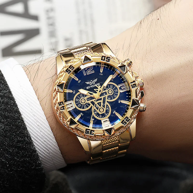 ساعة رجال الأعمال كوارتز Pulseira de aço masculina، كاجوال مودا، تشمل caixa inte