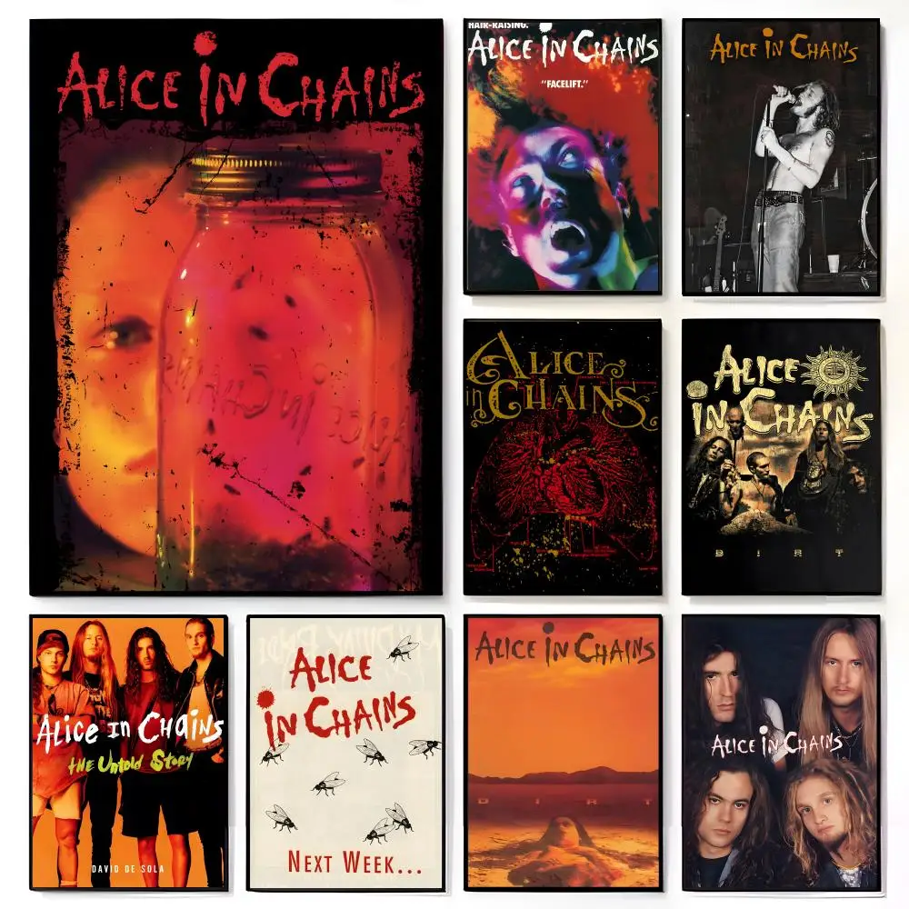 Grunge Melancholic Band A-Alice In Chains Poster American Film Mural Home Childrens Room Wall Decor Print