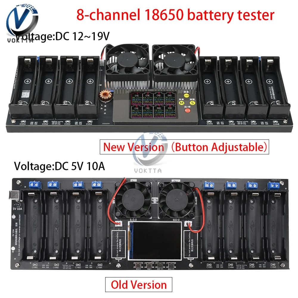 

8 Channel 18650 Battery Capacity Internal Resistance Tester Auto Charging/Discharging Module DC 5V DC 12-19V Battery Tester