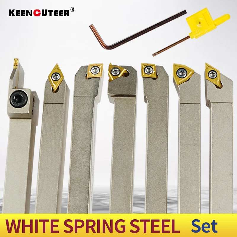 

White Spring Steel Set Lathe Turning Tool Holder Stable Processing Long Service Life One Stop Purchase for Precision Machining