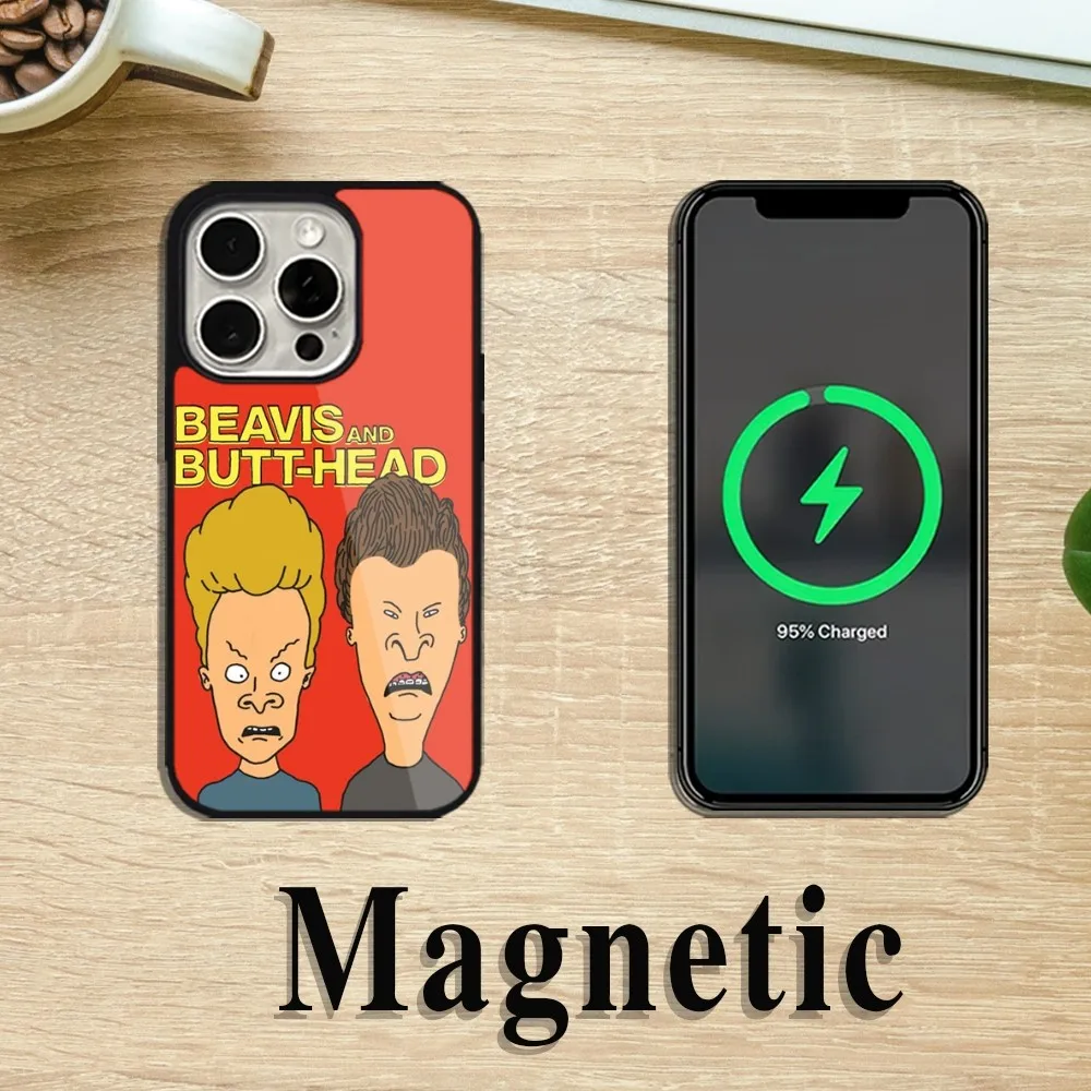 Cartoon B-Beavis And Butt-Head Phone Case For iPhone 11 12 13 14 15 Pro Max Plus Magsafe Magnetic Wireless Charging