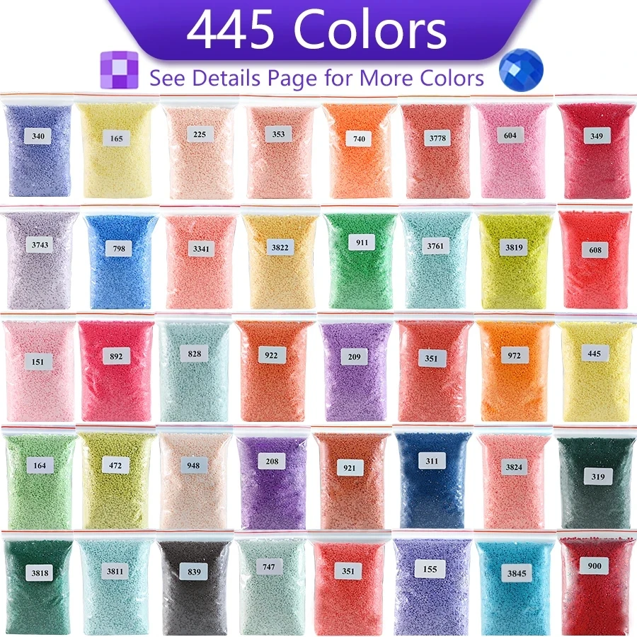 

445 DMC Colors Wholesale Zip Bag Loose Drills High Quality Resin Stones For DIY Diamond Painting Square AB Crystal Glowing SP5