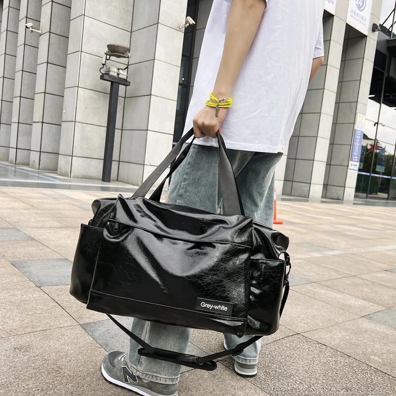 Bolso de mano de charol para hombre y mujer, bolsa de viaje a prueba de agua, de alta calidad, para fin de semana, equipaje grande, a la moda, 2024