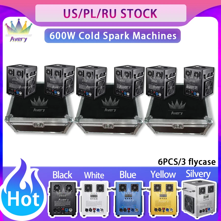 0 Tax 6Pcs 600W Cold Spark Machine With 3 Flight Case DMX Remote Cold Fireworks Fountain Spark Stage Sparkular Machine