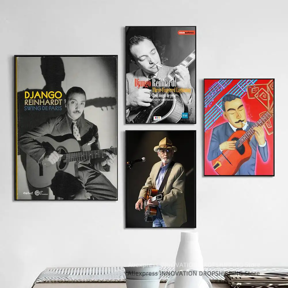 Django Reinhardt Singer Band Cover Album Music Star Celebrity Wall Art Poster Canvas Posters and Prints Canvases Painting Home