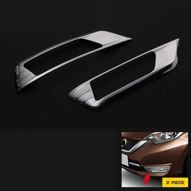 2Pcs Chromium Styling Car Front Fog Lamp Trim For Nissan Note E12 SUS304 Car Stickers Decoratie Accessories