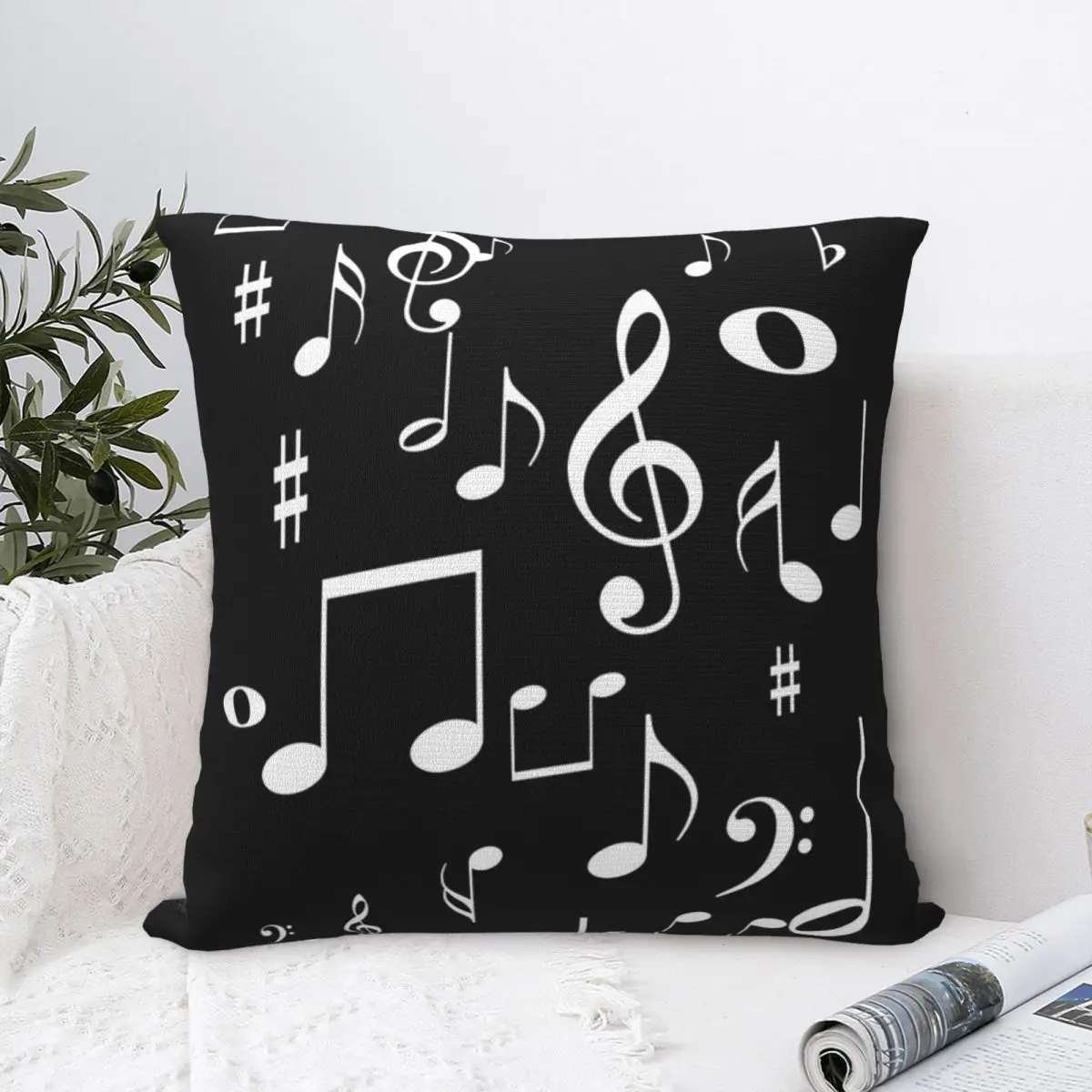 

Music Notes Square Pillowcase Polyester Pillow Cover Velvet Cushion Decor Comfort Throw Pillow For Home Bedroom