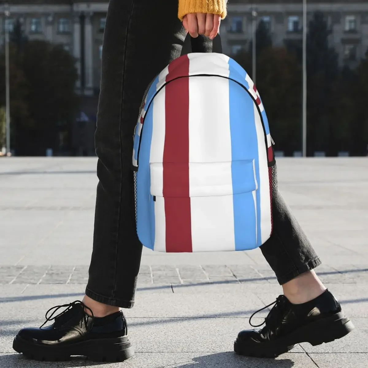 Crystal Palace Retro Mochilas, Branco Azul Claret Listrado Cartoon Bookbag, Mochilas Escolares, Mochila de Viagem, Bolsa de Ombro, Estudantes, 1970