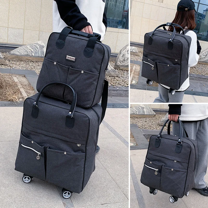

2PCS/SET Wheeled bag Women travel Backpack girl wheels trolley bags large capacity Boarding bag Travel Luggage Suitcase Bag 2024