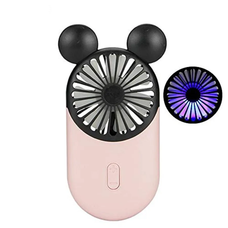 

Cute Personal Mini Fan, Handheld and Portable USB Rechargeable Fan with Beautiful LED Light, 3 Adjustable Speeds, Portable Hold