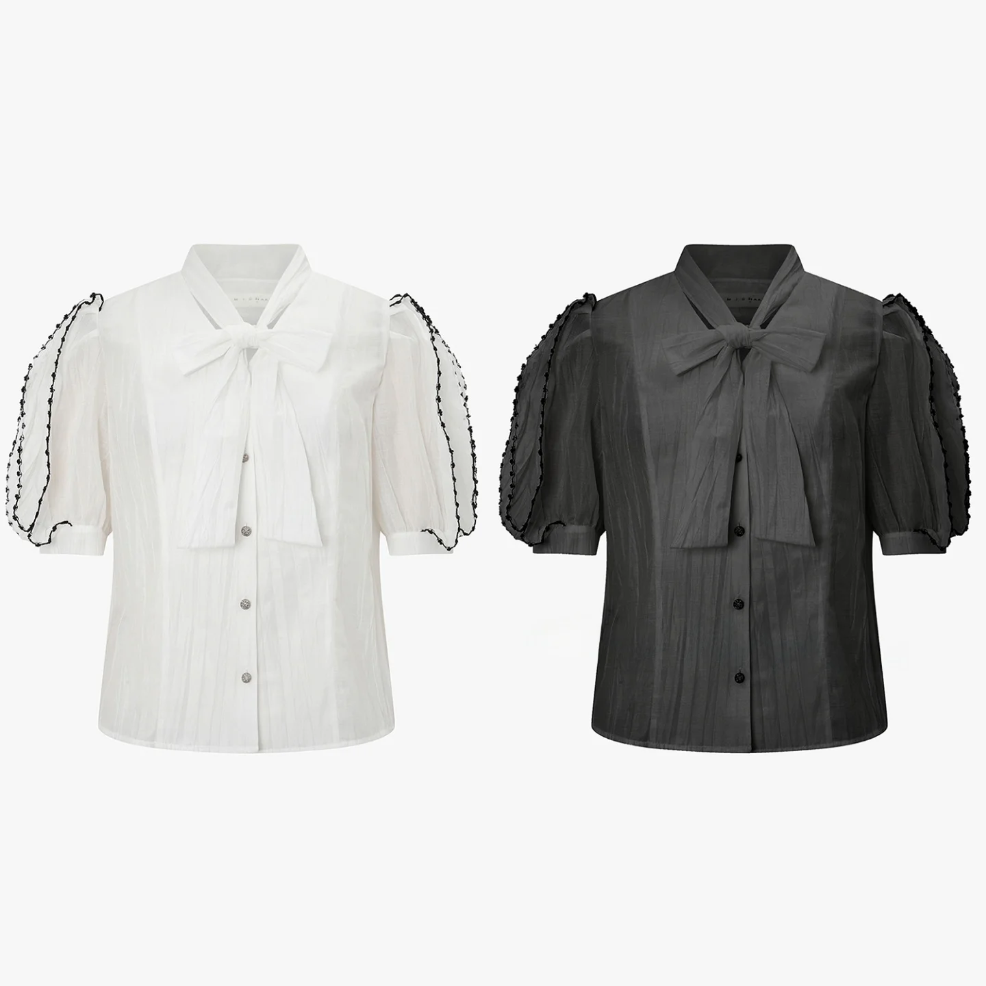

Stylish Korean Style Slimming Top for Commuting And Dating Versatile Beautiful Shirt with Button Pleated Ruffle Short Sleeve