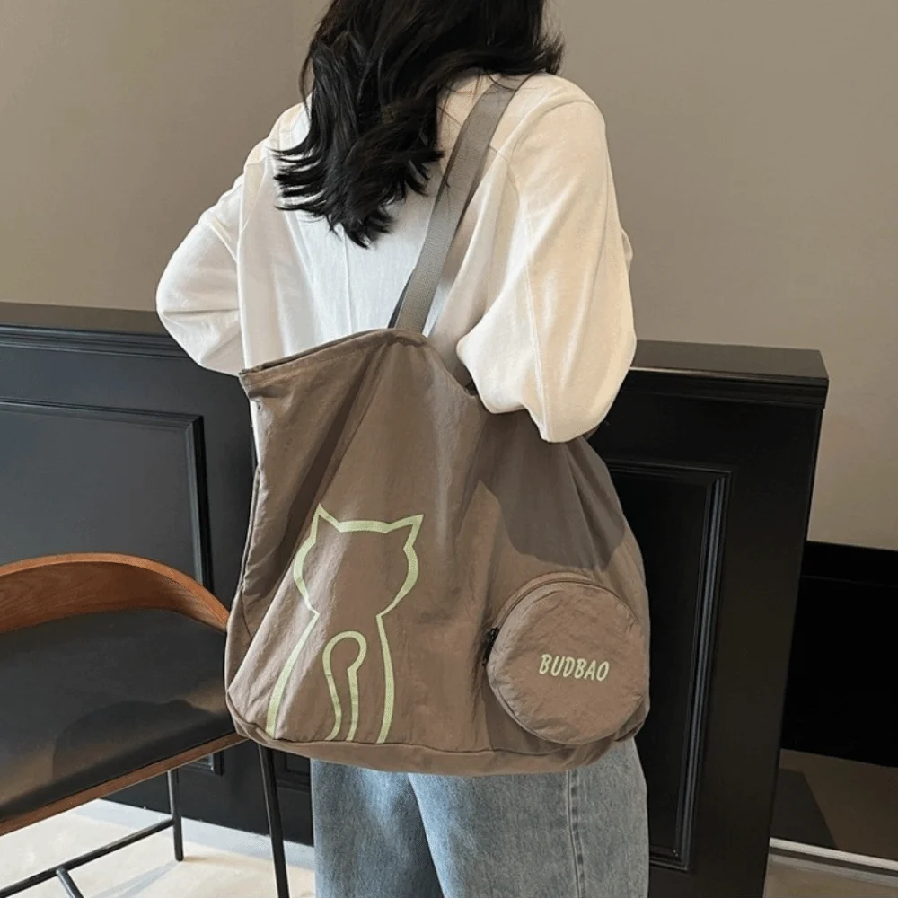 

Korean Stylish Women's Tote Bag Large Capacity Versatile Cat Shoulder Bag Leisure Casual Commute Handbag Handbag