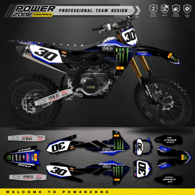 PowerZone Custom Team Graphics Backgrounds Decals Stickers For YAMAHA Kit 2019-2023 YZ250F WR250F 2018-2022 YZ450F WR450F 16