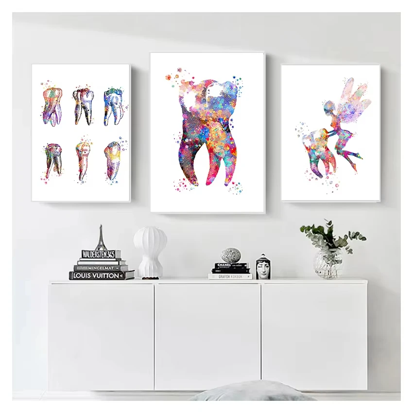 Molar Poster Watercolor Canvas Painting Teeth Art Posters Dentist Wall Picture Doctor Office Decor Tooth Anatomical Print Dental