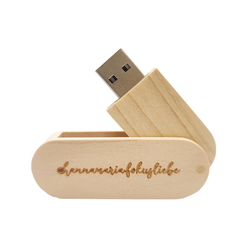 Free Custom Laser Engraving LOGO Maple Wooden Rotate USB2.0 Flash Drive 4GB 8GB 16GB 32GB 64GB 128GB