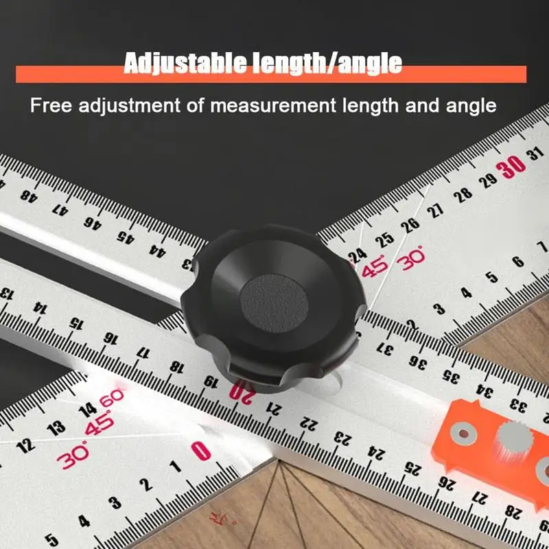 Righello multifunzionale per punzonatura e posizionamento 2 in 1 per la lavorazione del legno Righello quadrato a T Righello di misurazione multifunzionale per legno