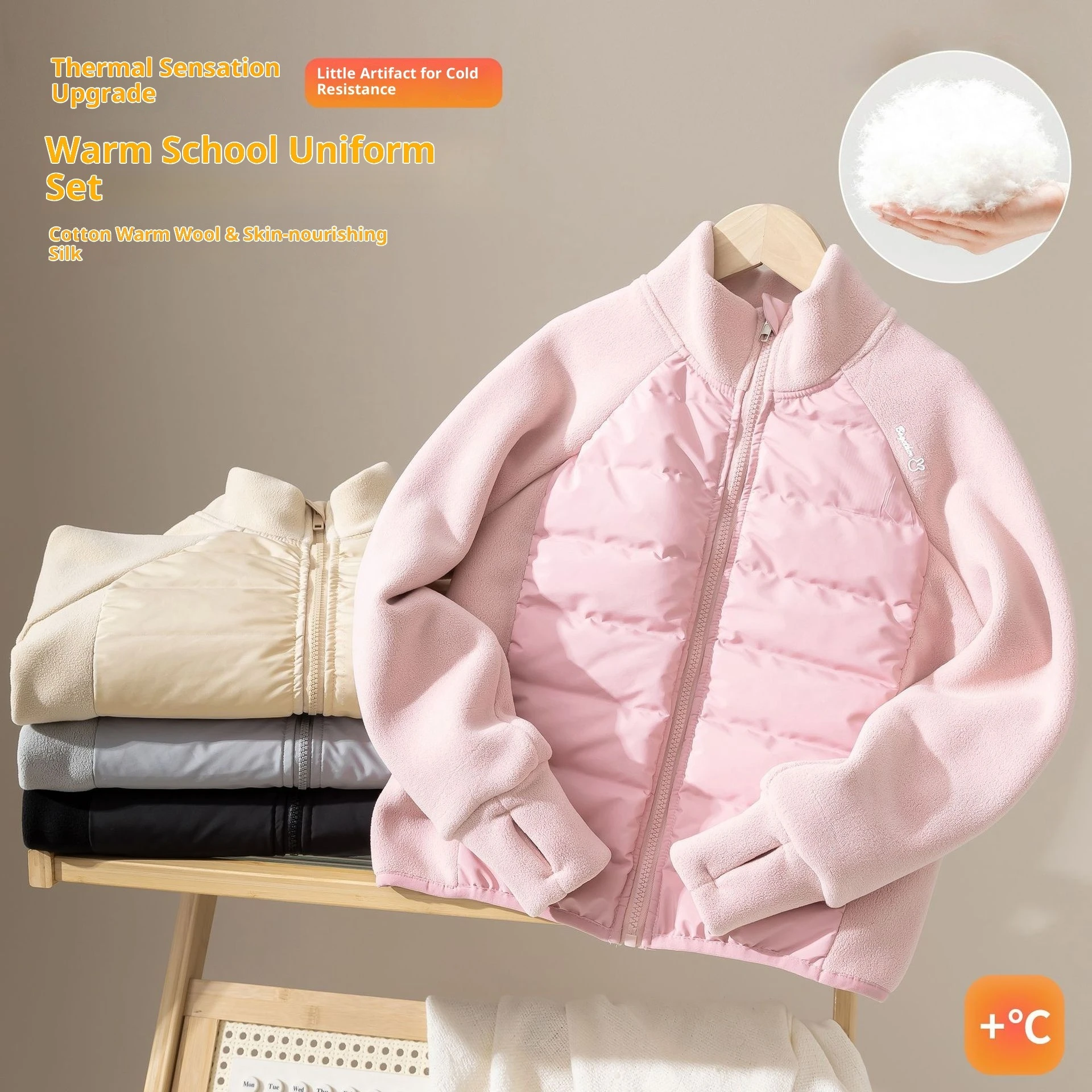 

Kids Lightweight Stand Collar Down Jacket Casual Splicing Girl Thin Warm Padded Coat Winter School Uniform Inner Cloth Outerwear