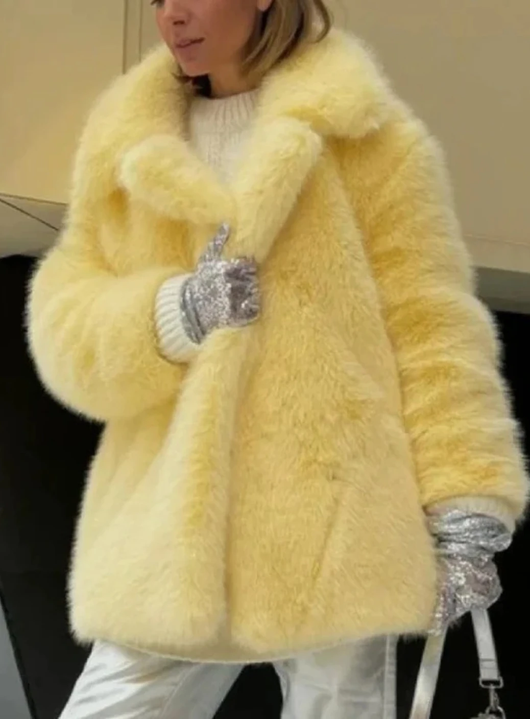 Manteau d'hiver épais et chaud en fausse fourrure, manteau en fourrure de renard de longueur moyenne, veste moelleuse décontractée de haute qualité