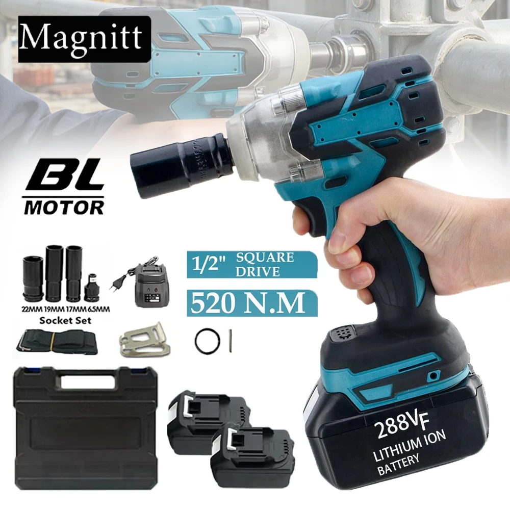 1/2 Zoll Kabelloser Elektrischer Schraubenschlüssel 520N.M Bürstenloser Schlagschrauber Elektrowerkzeug für Makita 18V Akku