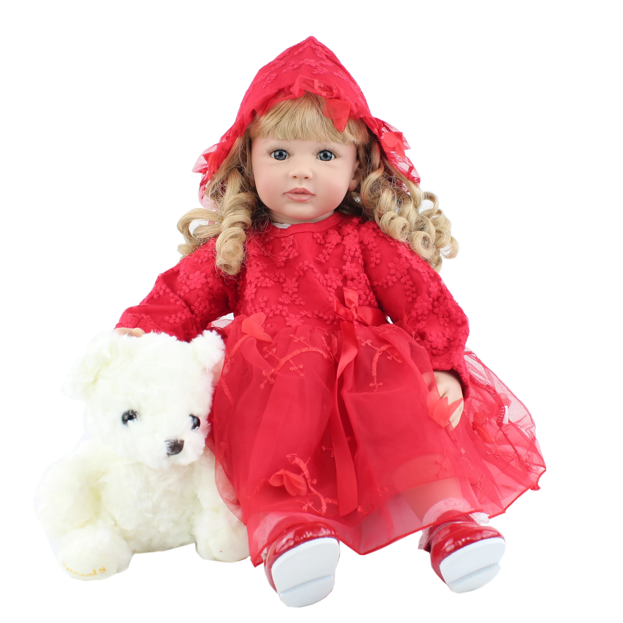 BZDOLL 60cm Soft Silicone Reborn Blonde Long Hair Toddler Doll Viny Princess Boneca Lovely Girl Birthday Gift Play House Toy