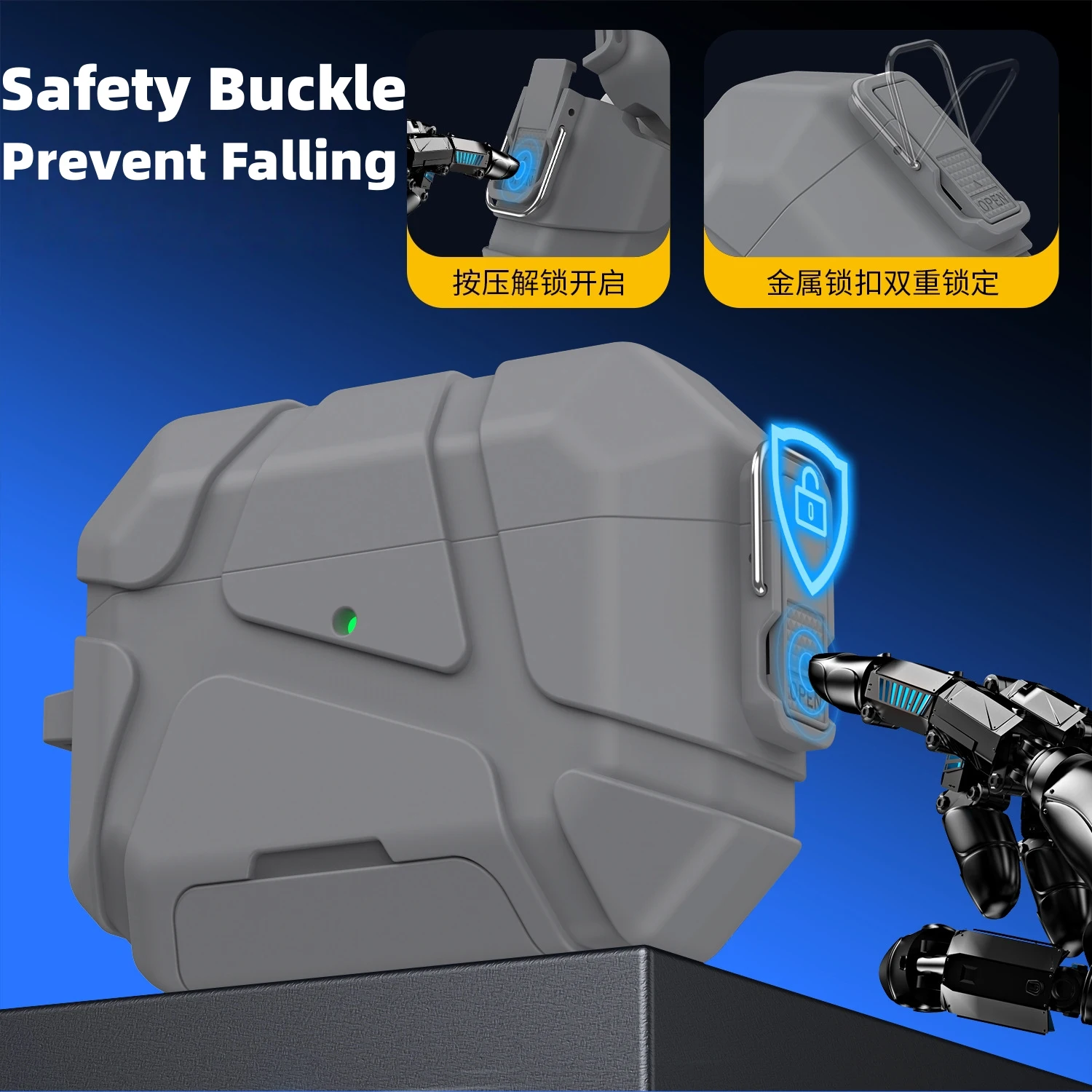 For AirPods Pro3 Secure Lock Case with Phone Stand Design Military Armor Shockproof Protective Case For Airpods Pro 3 Generation view 3