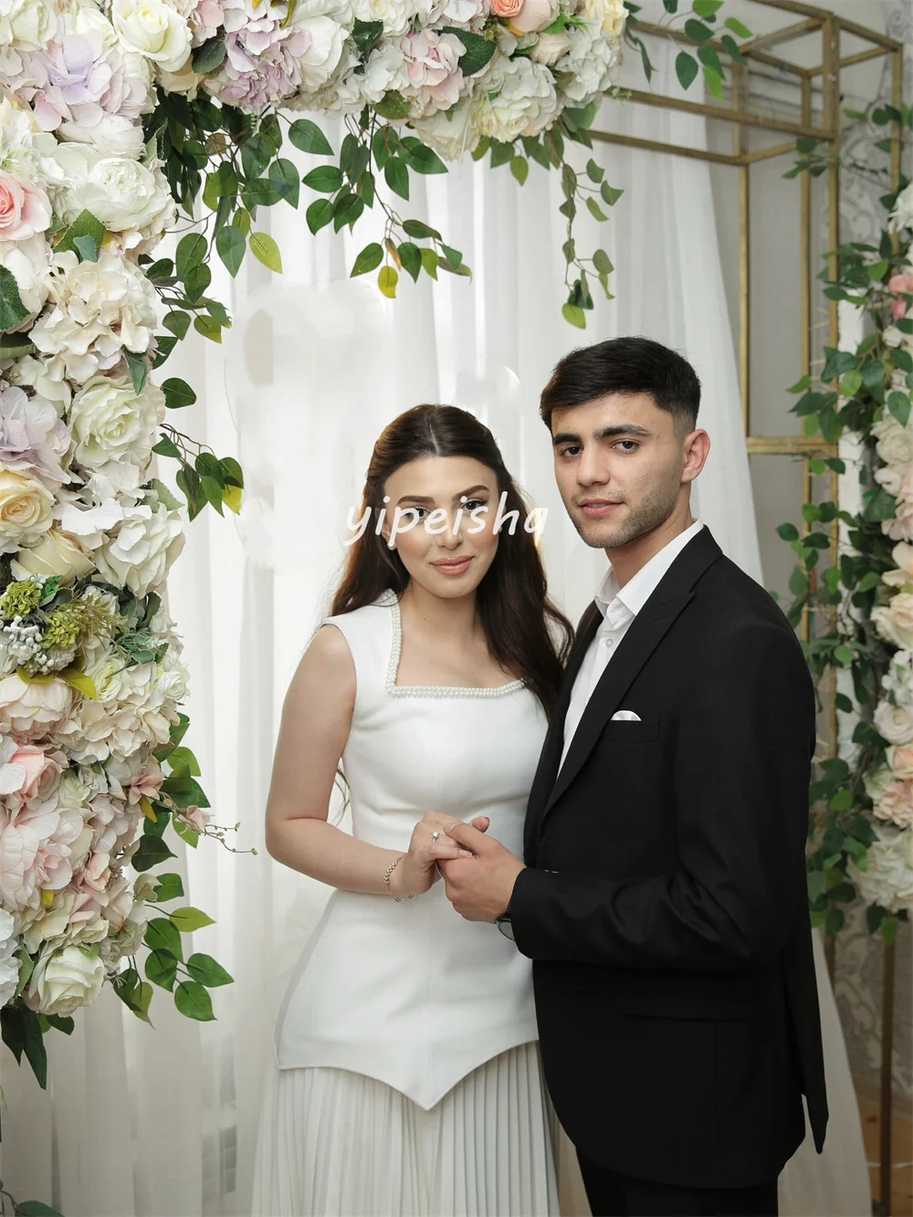 Personalizado estilo moderno moda jérsei beading plissado em linha reta pescoço quadrado vestidos longos sob medida vestidos de ocasião combinando clássico