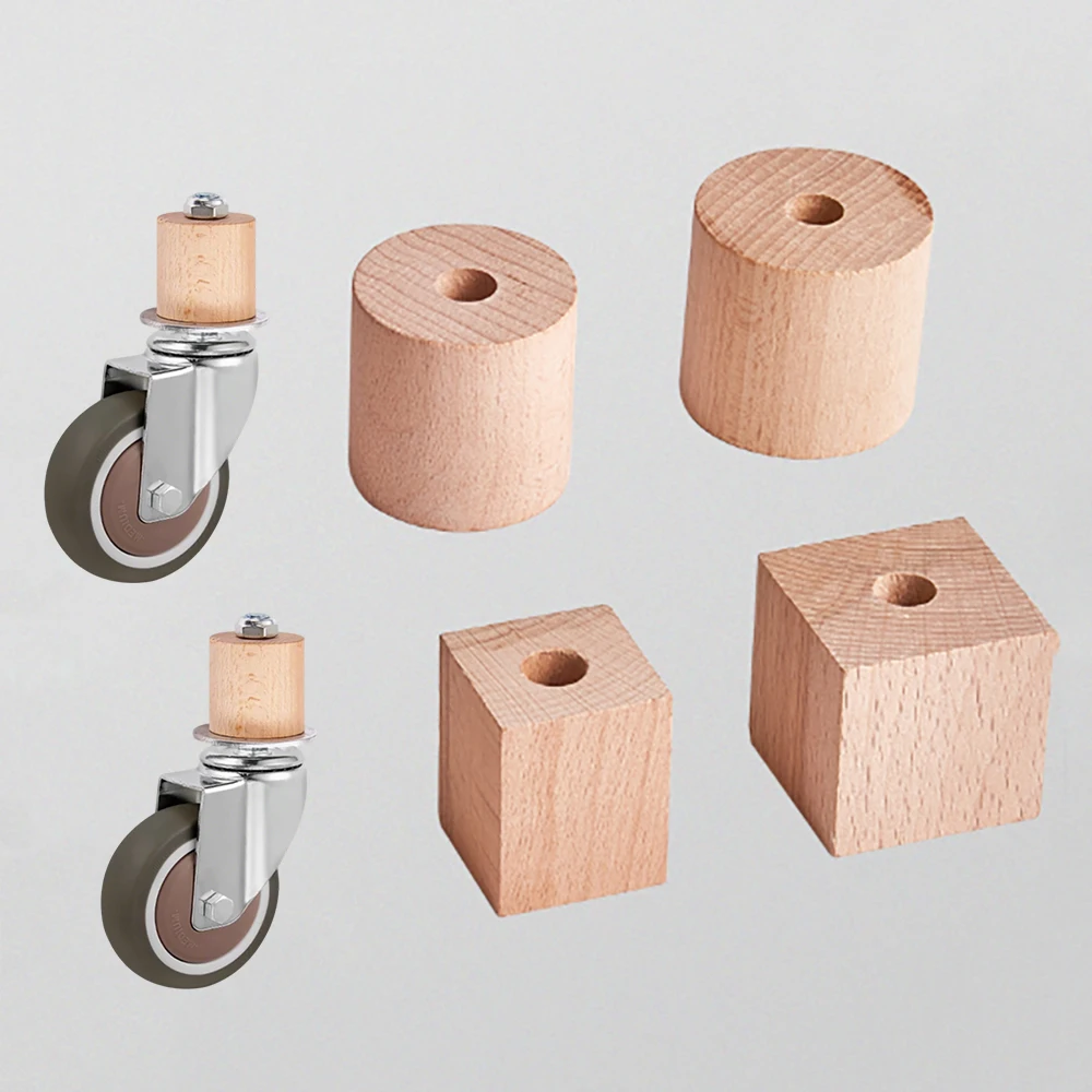 DIY Accessories Stainless Steel Round&Square Tube Wheel Beech Wood Wheel Sleeve Square Tube Round Tube Wooden Plug Tube Sleeve