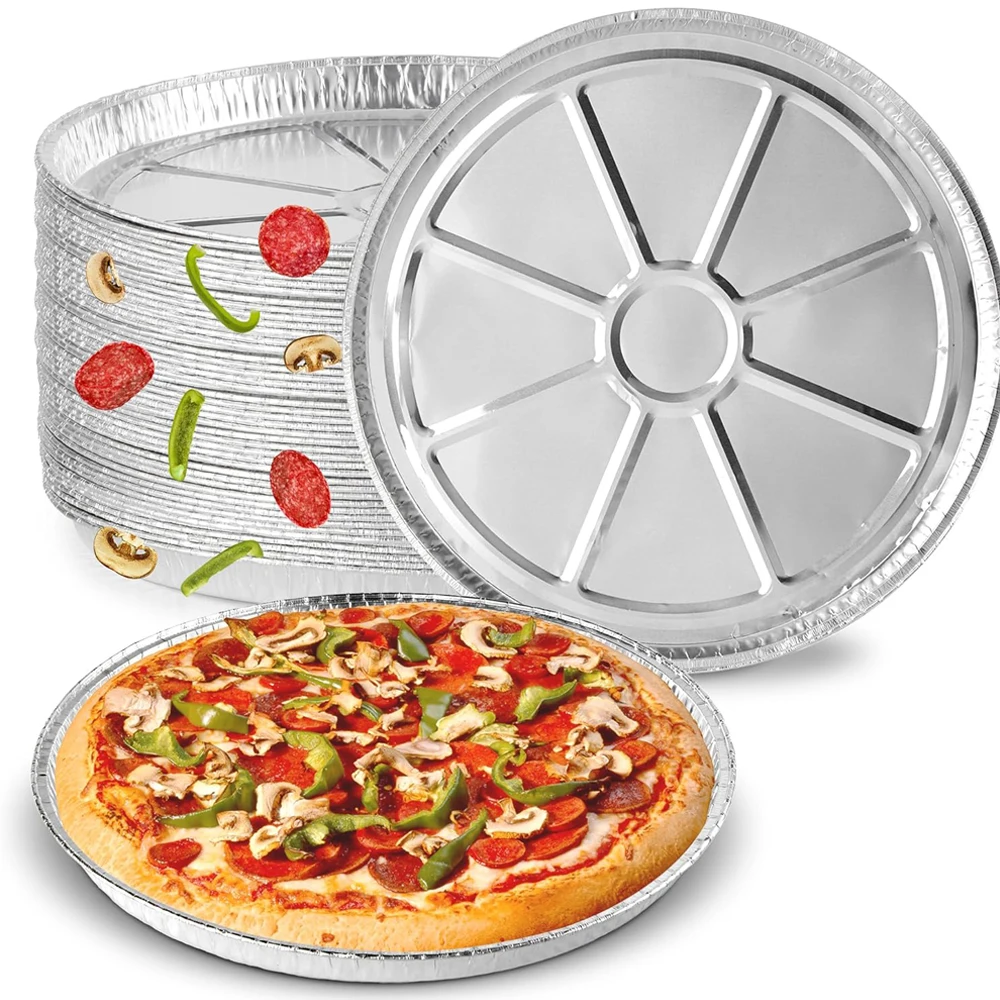 Sartenes de Pizza de aluminio, sartén Focaccia de papel redondo desechable para Pizzas personales individuales, lata de pastel de galleta de chocolate de tamaño gigante