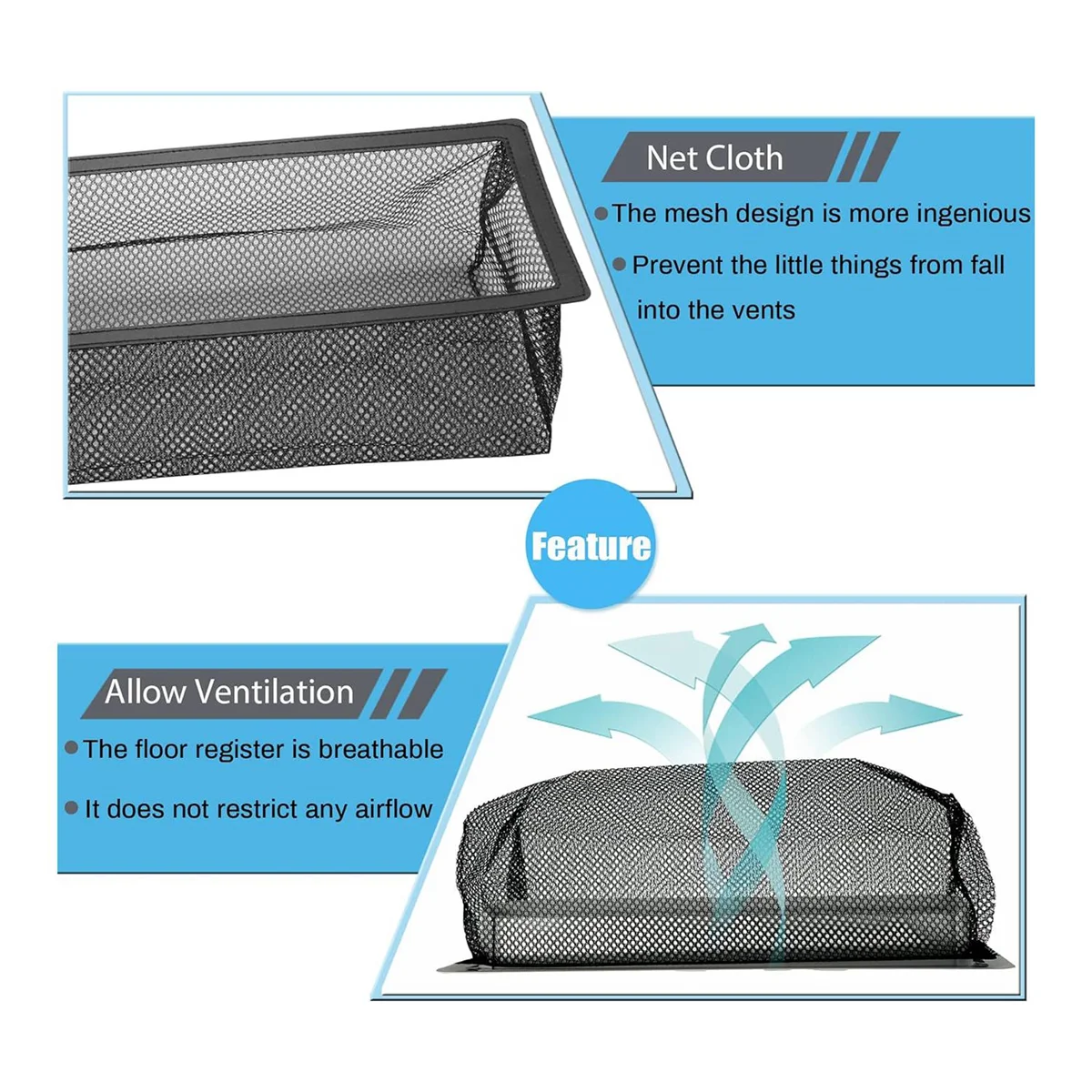 Floor Register Cover Trap, Floor Mesh Cover Screen for Home Filters 6-Packs(4X10 Inch 6-Pieces)