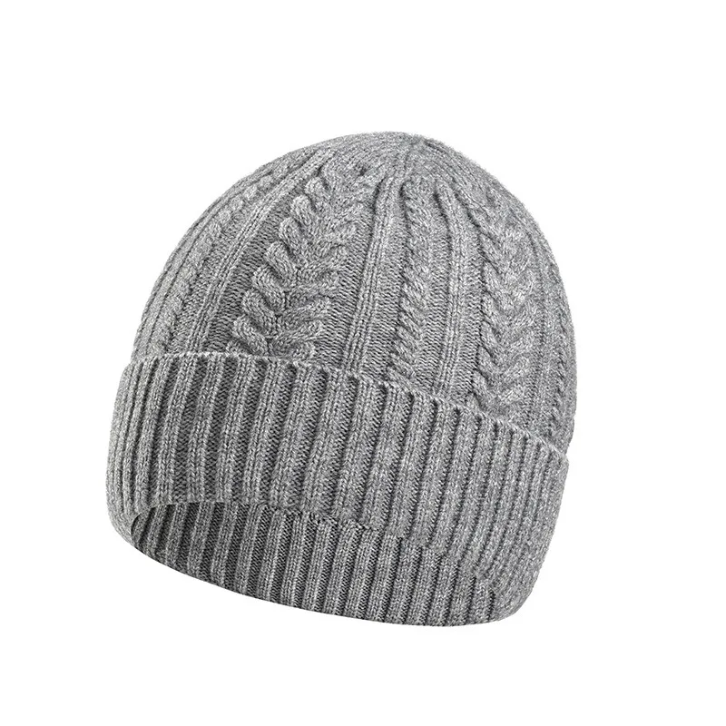 Autumn Winter European American Men Women Seven Needle Small Twist Drawstring Edge Ear Protection Warm Knitted Hat Beanie Cap
