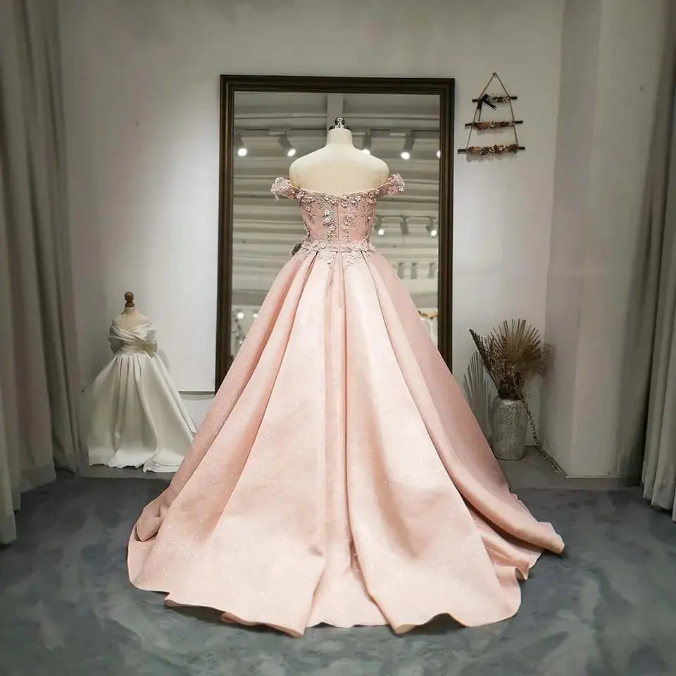 Vestido de noite renda rosa com flor, sem alças, para dama de honra, casamento, 2024