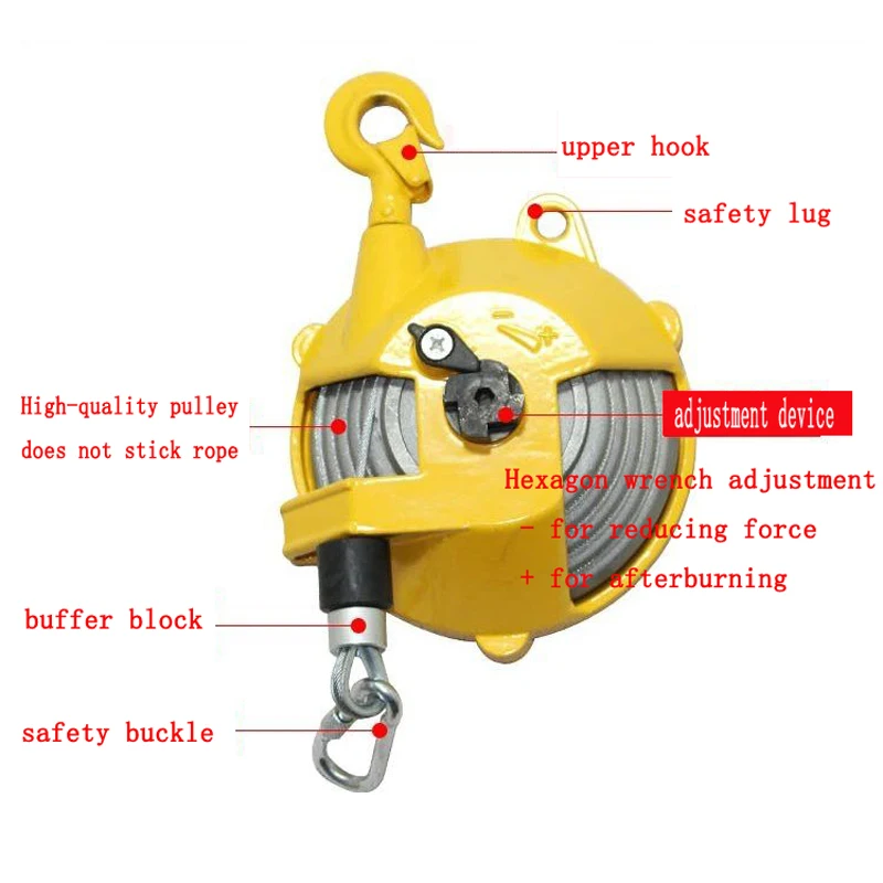 1-3KG Spring Balancer Self-locking Tower-Type Lifting Hook Spring Holder Balancer Steel Wire Rope Balancing Lifting Jack 1.5M